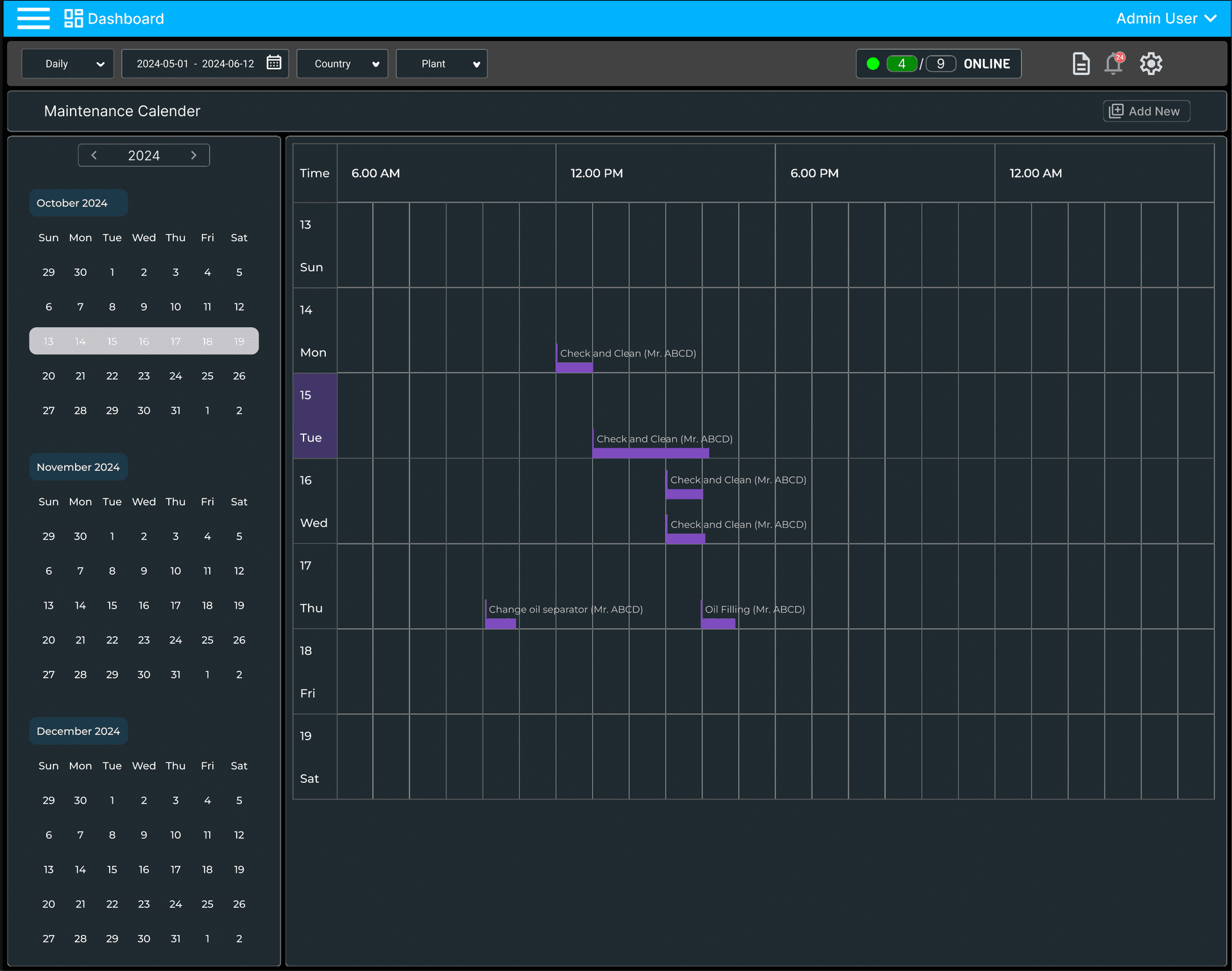 Calendrier de maintenance des compresseurs